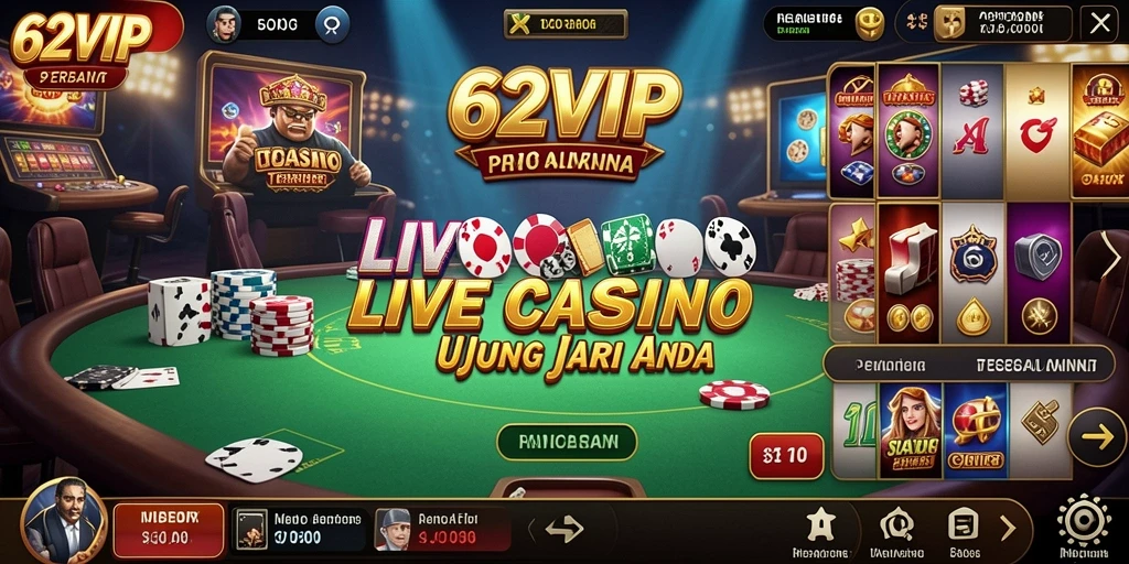 Tangkapan layar 62VIP menampilkan gameplay langsung dari kasino.