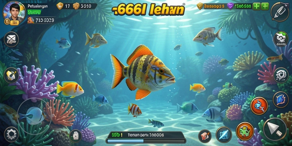 Screenshot utama menunjukkan gameplay seru menembak ikan.