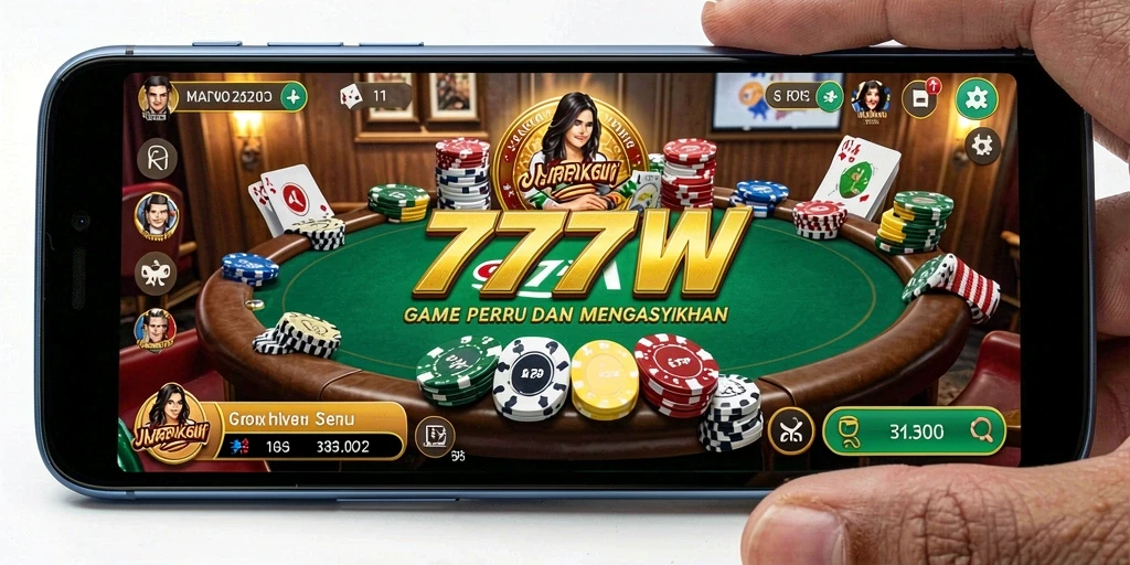 Tampilan menarik dari gameplay Poker di 7777W.