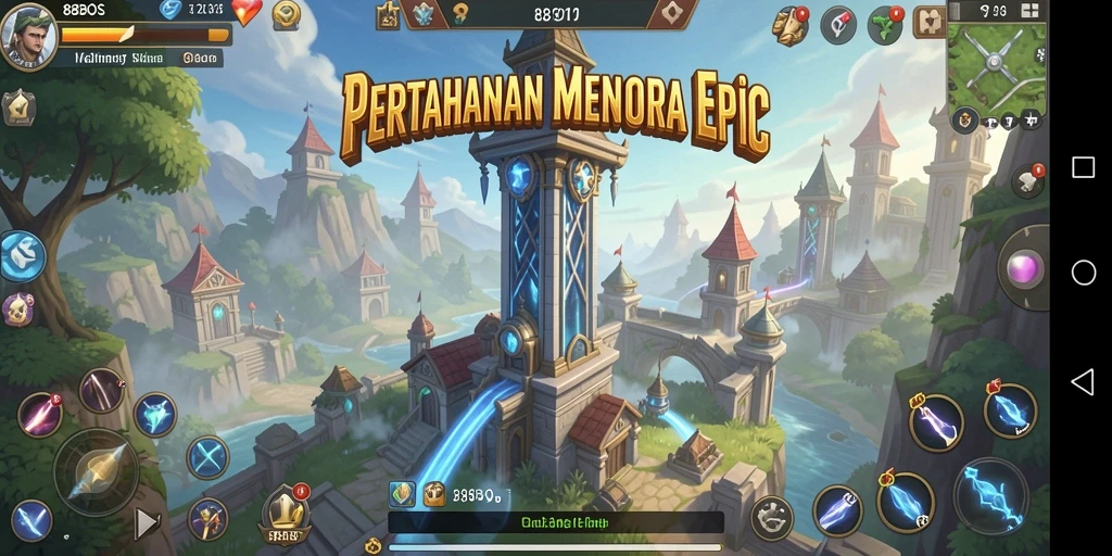 Tangkapan layar gameplay 88BOS menunjukkan aksi pertahanan menara yang intens.