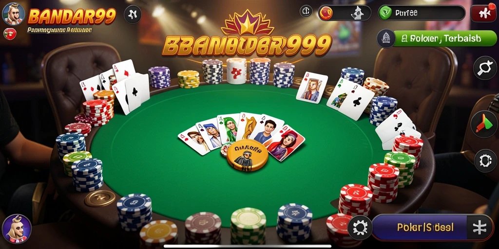 Tampilan gameplay poker yang mendebarkan di BANDAR99.