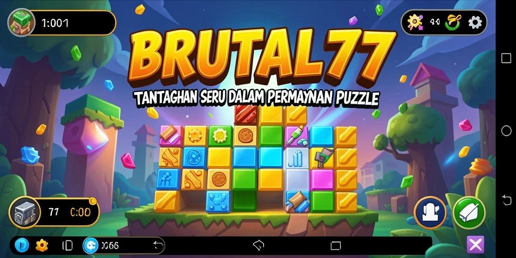 Tampilan gameplay menantang dalam game puzzle BRUTAL77.