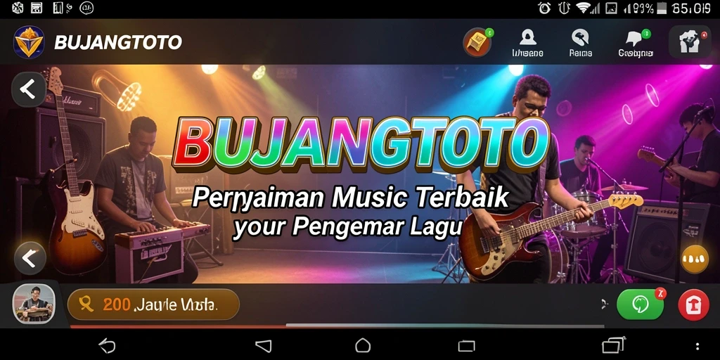 Tampilan gameplay seru di BUJANGTOTO dengan lagu-lagu favorit.