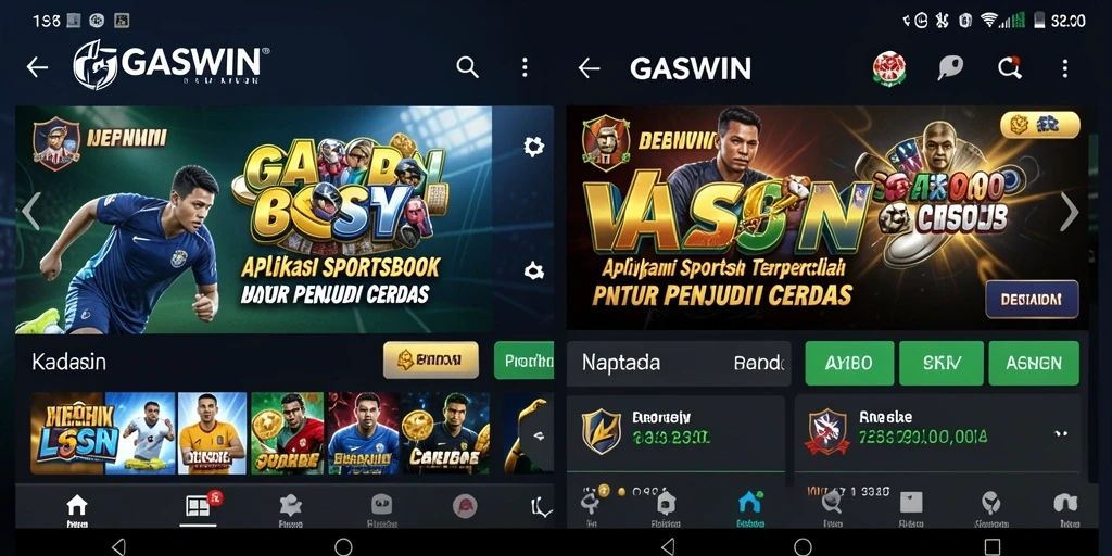 Tampilan utama GASWIN dengan fitur taruhan olahraga.