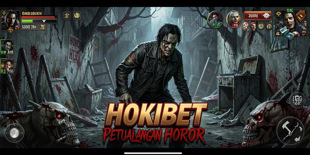 Screenshot gameplay HOKIBET yang menunjukkan suasana menakutkan dan mencekam.
