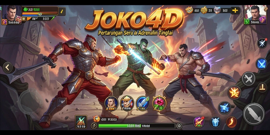 Tampilan gameplay JOKO4D dengan aksi pertarungan yang seru.