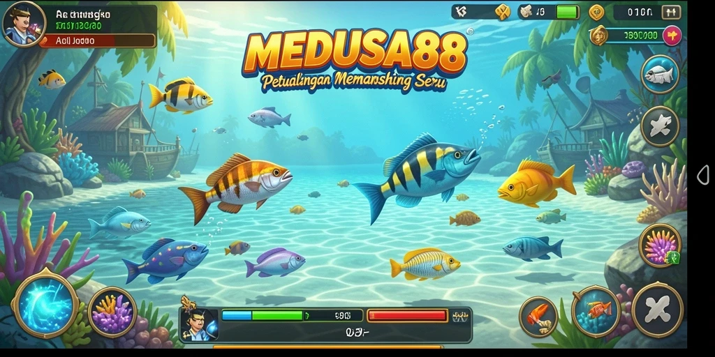 Tampilan gameplay menarik dari MEDUSA88 dengan aksi memancing seru.