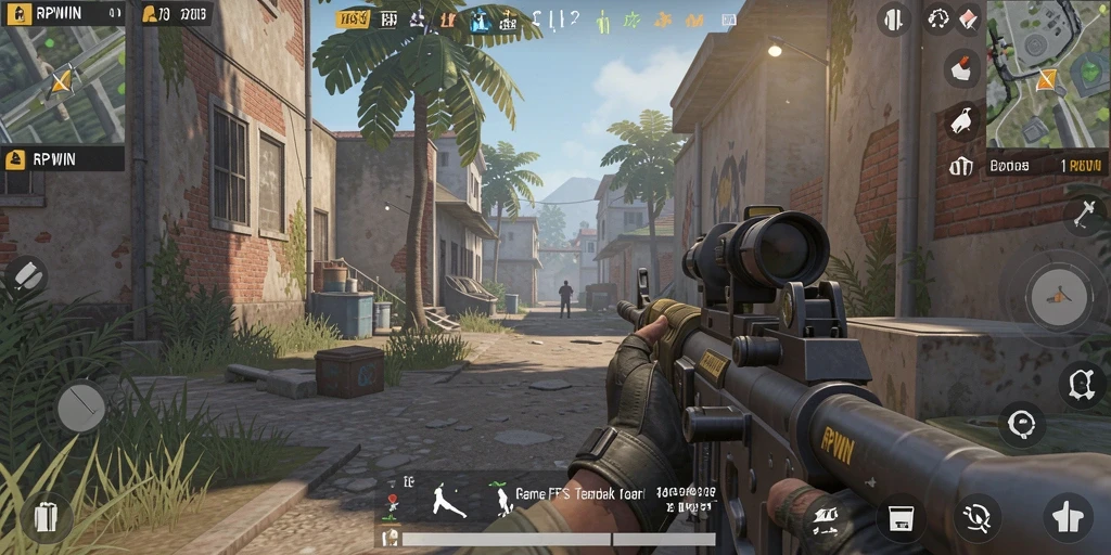 Screenshot gameplay RPWIN yang menegangkan dalam aksi FPS.