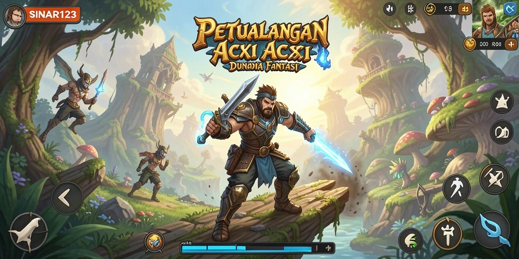 Screenshot gameplay menunjukkan aksi seru di dunia fantasi SINAR123.
