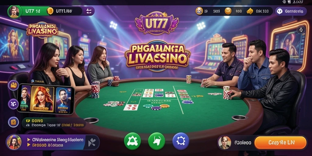 Tampilan menarik dari UT77 dengan dealer Live Casino yang profesional.